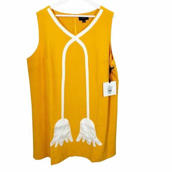 Victoria Beckham x Target 2X Marigold Tulip Appliqué Mod Shift Dress Yellow - Picture 3 of 12